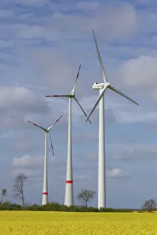 Electric: Wind Turbine generating power on a wind farm