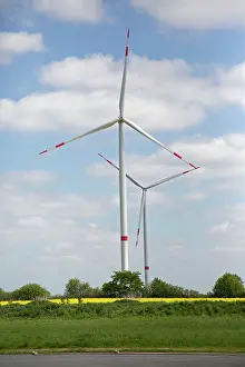 Turbines: Wind Turbines - generating electricity on wind farm
