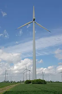 Turbines: Wind Turbines - generating electricity on wind farm