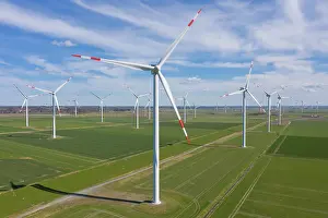Turbines: Wind turbines seen from the air - North Frisia - Germany