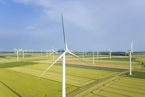 Turbines: Wind turbines seen from the air - North Frisia - Germany