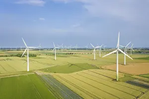 Turbines: Wind turbines seen from the air - North Frisia - Germany