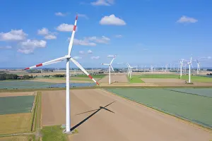 Turbines: Wind turbines seen from the air - North Frisia - Germany