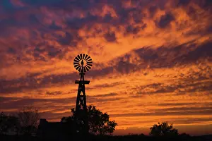Ecologically: Windmill at sunset, Rio Grande Valley, Texas, USA