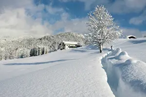 Berchtesgaden: Winter landscape, snow-covered farmhouse, bishop's