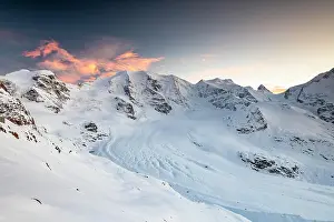 Bernina: Winter mountain panorama on the Diavolezza in the