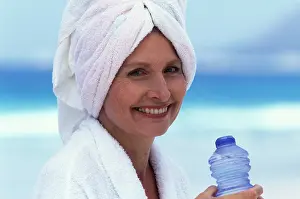 Dressing: Woman - in dressing gown and head towel-wrap -