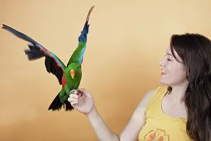 Sided: Woman With Male Red-sided Eclectus Parrot