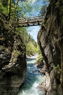 Garmisch: Wooden bridge over the river Partnach, Partnach