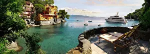 Towns: Yacht moored at the Ligurian Coast, Portofino, Liguria