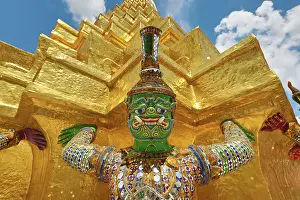 Phra: Yaksha Demon Statue on a golden chedi, Phra Suvarnachedi