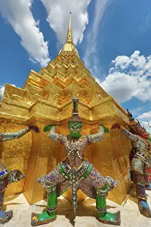 Phra: Yaksha Demon Statue on a golden chedi, Phra Suvarnachedi