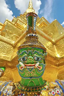 Phra: Yaksha Demon Statue on a golden chedi, Phra Suvarnachedi