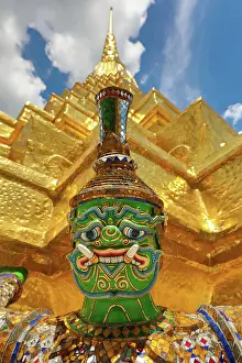 Phra: Yaksha Demon Statue on a golden chedi, Phra Suvarnachedi