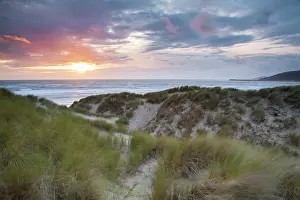 Jake Stephen: Ynyslas Sand Dunes and sea at sunset Summer