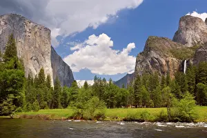 Bridal: Yosemite Valley with Merced River in the foreground