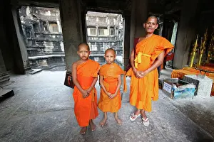 300517: Young Buddhist monks at Angkor Wat Temple in Siem Reap