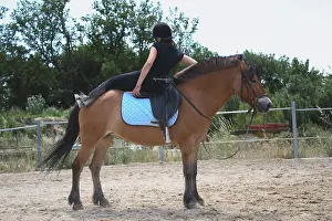 Insensitive: Young rider performing a relaxation exercise