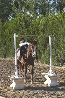 Exercise: Young rider performing a relaxation exercise